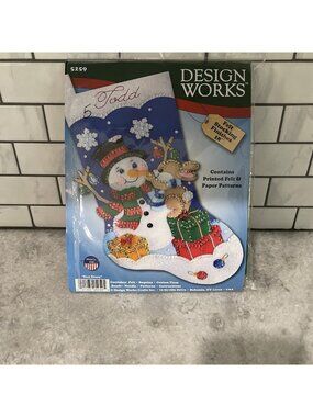 Design Works Christmas Stocking Unused Complete Felt Sequins Busy Bunny 5259 USA